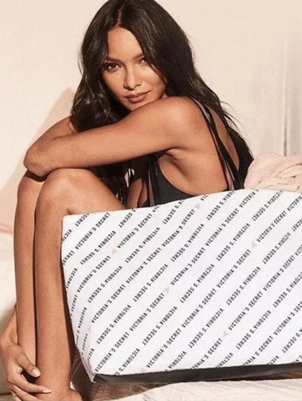 Victoria’s Secret Signature Canvas Logo Tote BagTravel Beach Gym NWT